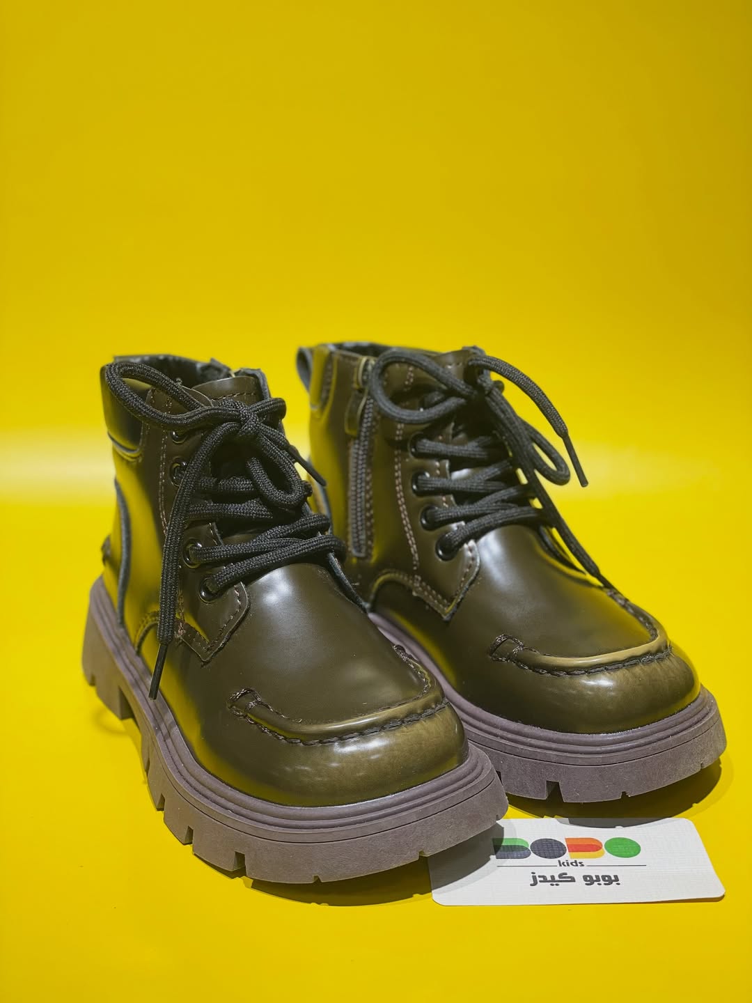 بوت بچه‌گانه مشکی و زیتونی کد 182